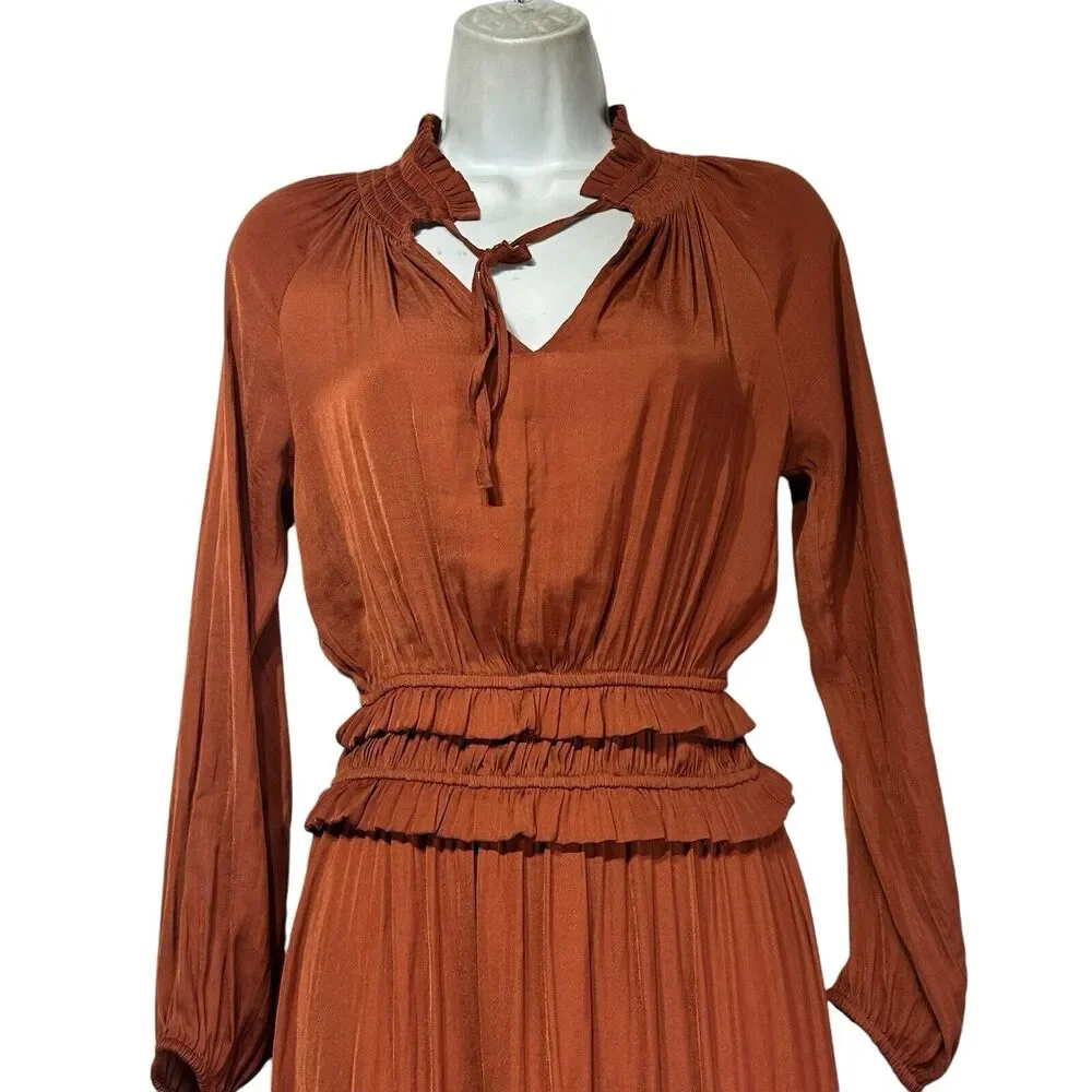 Adyson Parker Brown V-neck long sleeve maxi dress Size XS